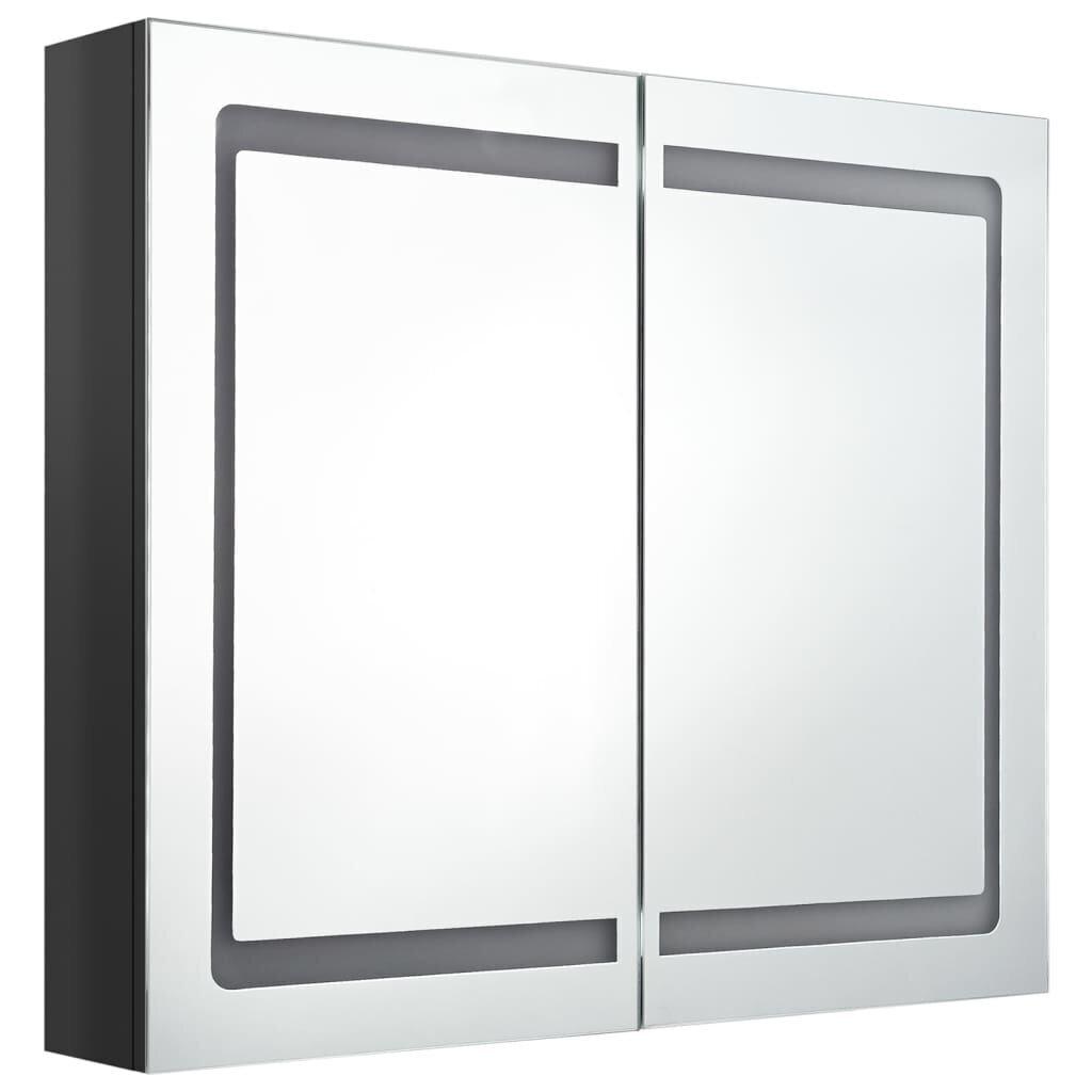 vidaXL LED kylpyhuoneen peilikaappi kiiltävä musta 80x12x68 cm hinta ja tiedot | Kylpyhuonekaapit | hobbyhall.fi