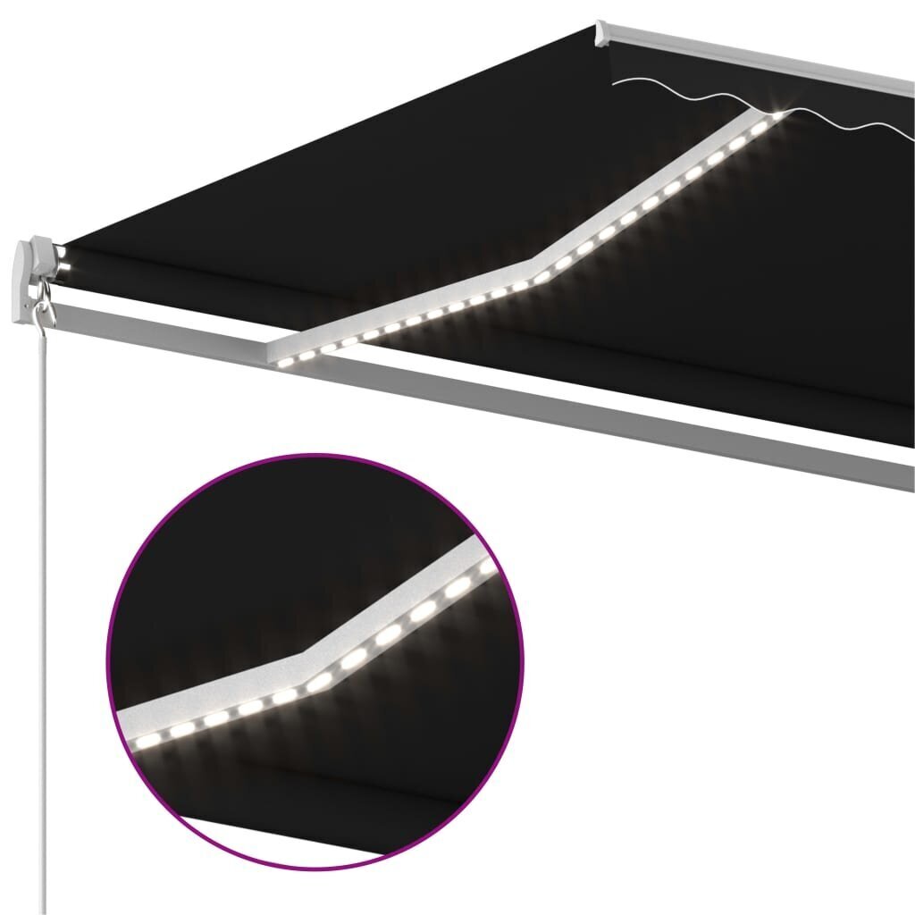 vidaXL Sisäänkelattava markiisi LED/tuulisensori 500x350cm antrasiitti hinta ja tiedot | Aurinkovarjot ja markiisit | hobbyhall.fi