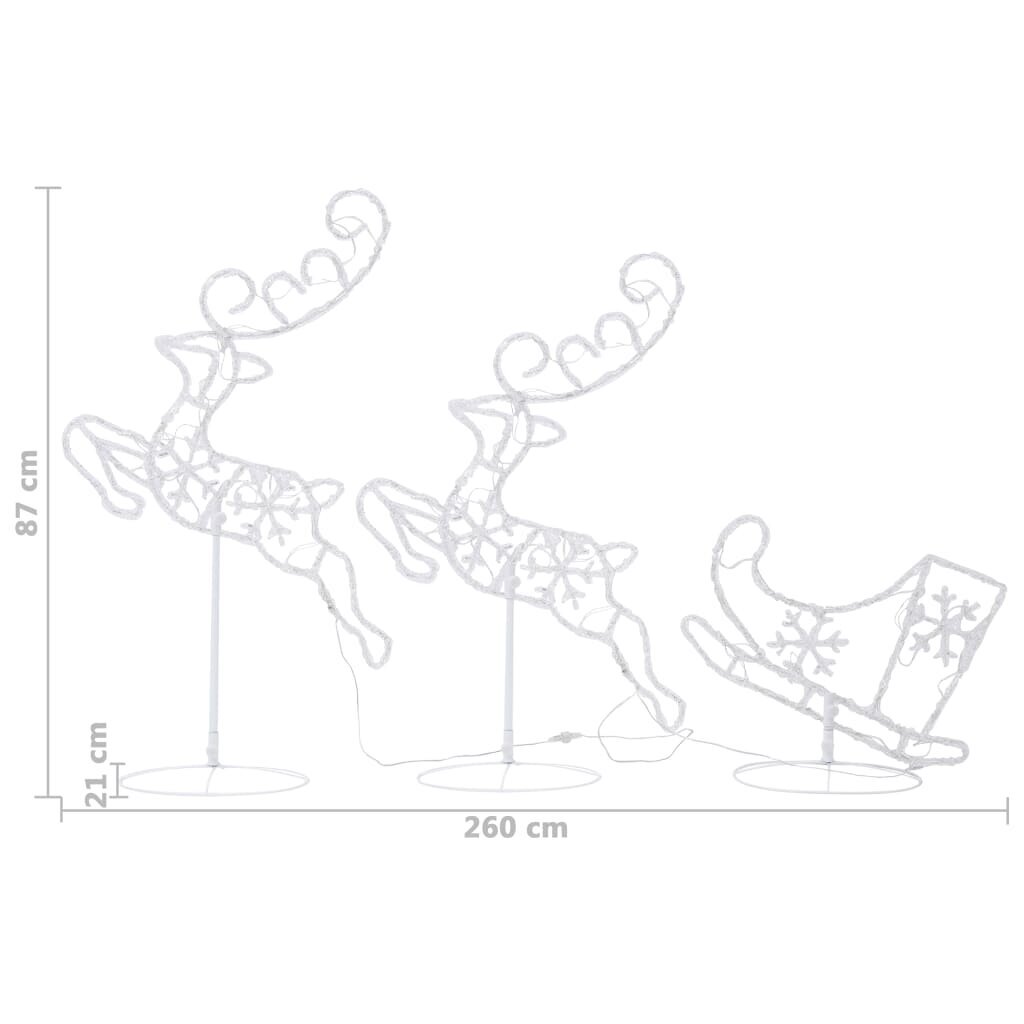 vidaXL Lentävät jouluporot ja reki akryyli 260x21x87cm värikäs hinta ja tiedot | Joulukoristeet | hobbyhall.fi