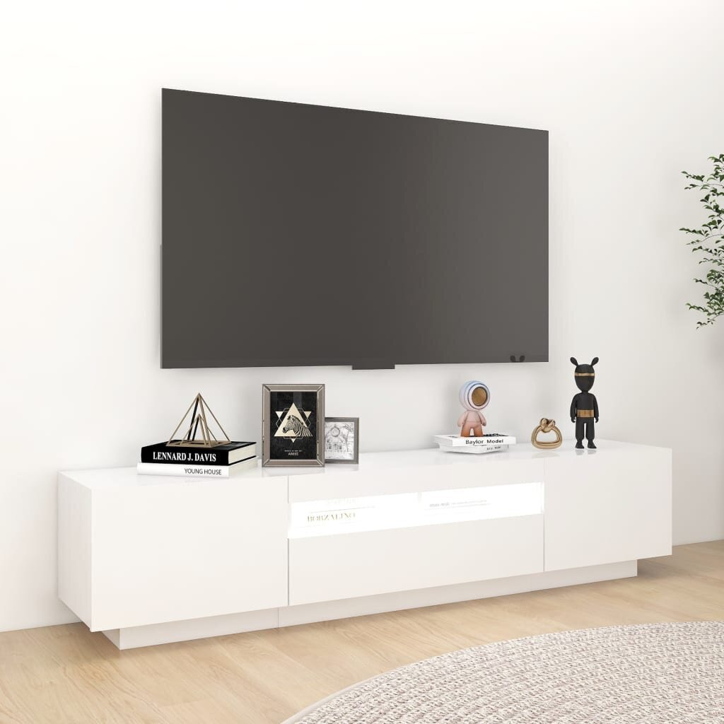 vidaXL TV-taso LED-valoilla valkoinen 180x35x40 cm hinta ja tiedot | TV-tasot | hobbyhall.fi