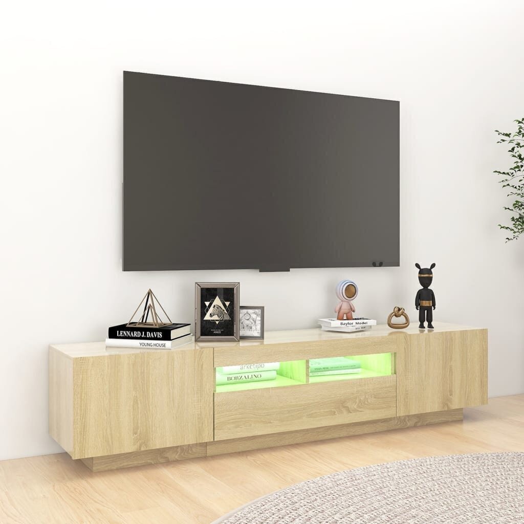 vidaXL TV-taso LED-valoilla Sonoma-tammi 180x35x40 cm hinta ja tiedot | TV-tasot | hobbyhall.fi