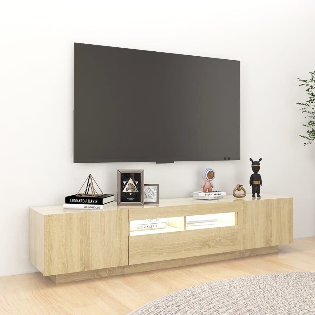 vidaXL TV-taso LED-valoilla Sonoma-tammi 180x35x40 cm hinta ja tiedot | TV-tasot | hobbyhall.fi