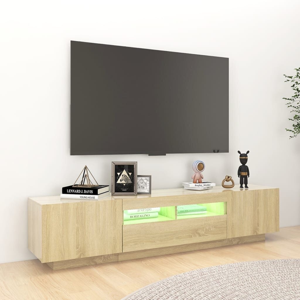 vidaXL TV-taso LED-valoilla Sonoma-tammi 180x35x40 cm hinta ja tiedot | TV-tasot | hobbyhall.fi