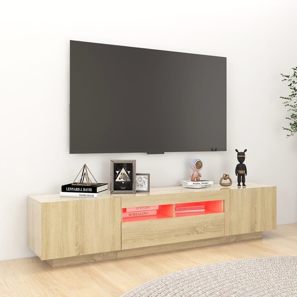 vidaXL TV-taso LED-valoilla Sonoma-tammi 180x35x40 cm hinta ja tiedot | TV-tasot | hobbyhall.fi