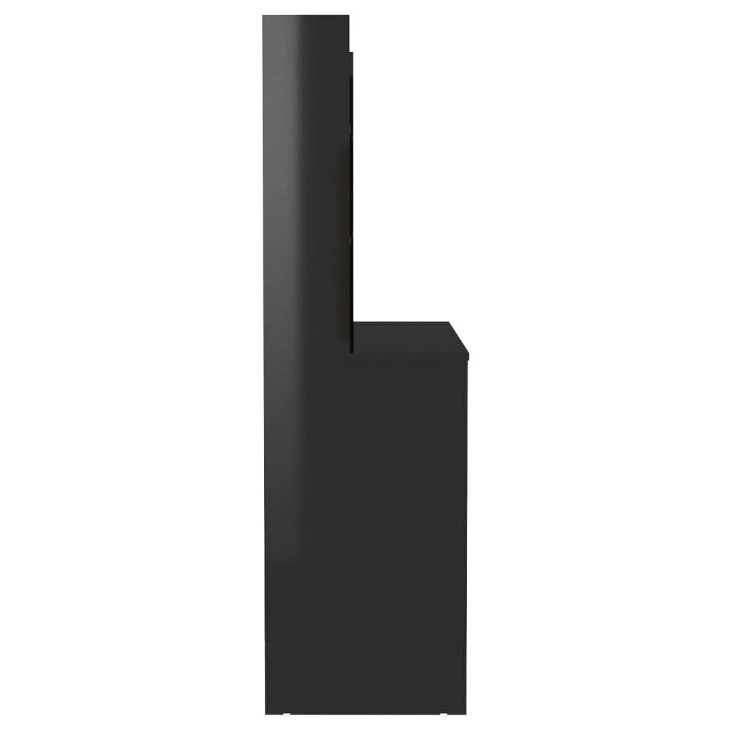 vidaXL Meikkipöytä LED-valoilla 100x40x135 cm MDF kiiltävä musta hinta ja tiedot | Peilipöydät | hobbyhall.fi