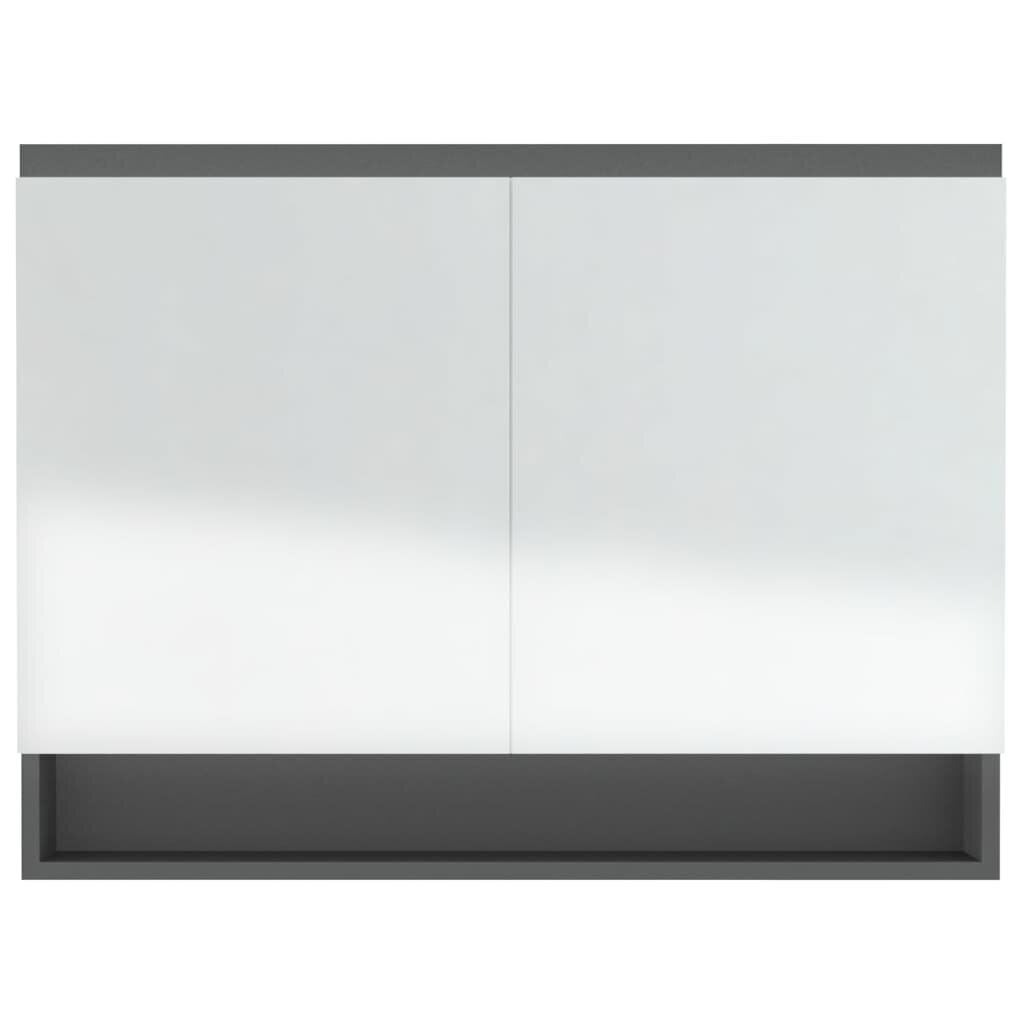 vidaXL LED kylpyhuoneen peilikaappi 80x15x60 cm MDF harmaa hinta ja tiedot | Kylpyhuonekaapit | hobbyhall.fi