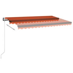 vidaXL Sisäänkelattava markiisi LED/tuulisens. 450x350cm oranssi/rusk. hinta ja tiedot | Aurinkovarjot ja markiisit | hobbyhall.fi