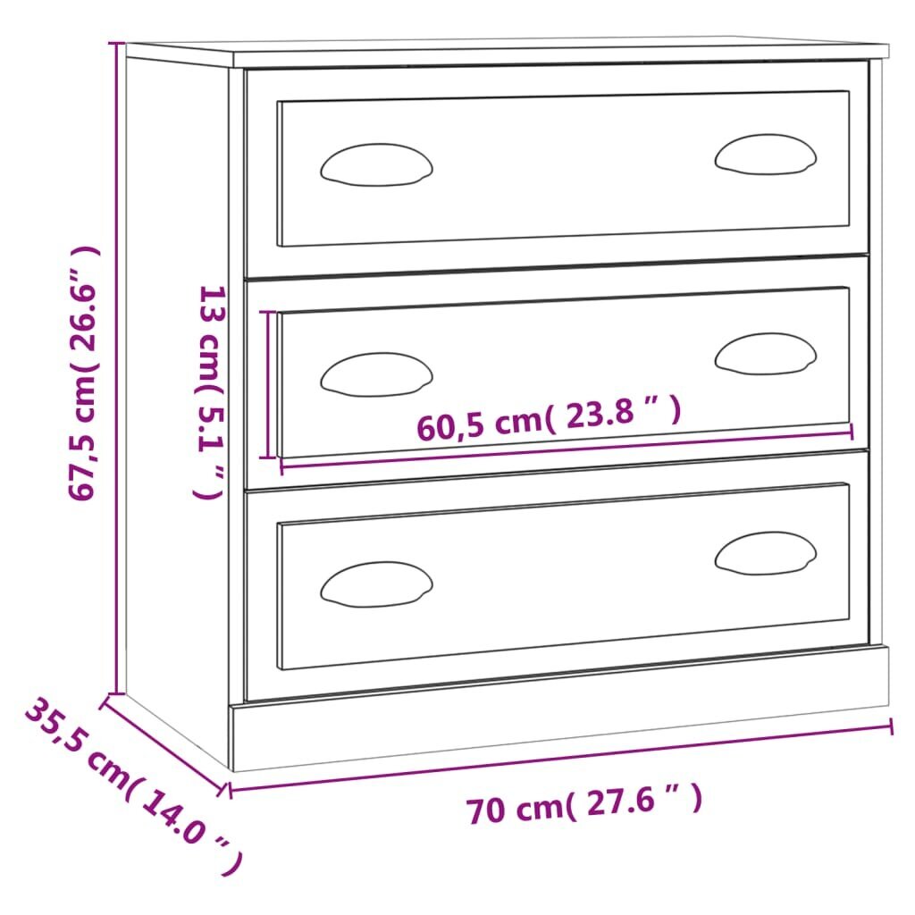 vidaXL Senkki musta 70x35,5x67,5 cm tekninen puu hinta ja tiedot | Olohuoneen kaapit ja lipastot | hobbyhall.fi