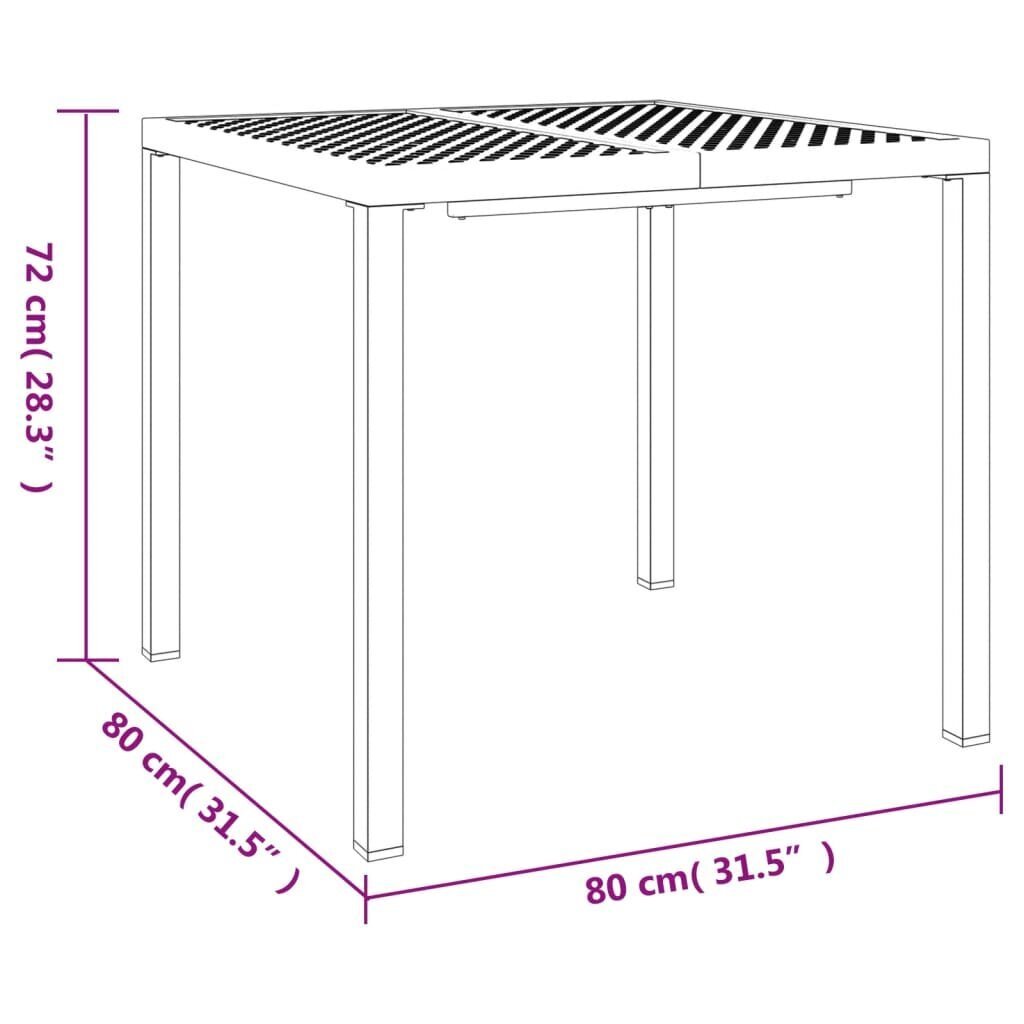 vidaXL Puutarhapöytä antrasiitti 80x80x72 cm teräs hinta ja tiedot | Puutarhapöydät | hobbyhall.fi