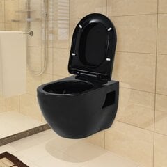 vidaXL Seinään kiinnitettävä WC-istuin keraaminen musta hinta ja tiedot | WC-istuimet | hobbyhall.fi