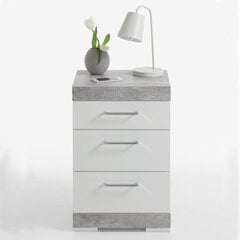 FMD Yöpöytä 3 laatikkoa betoninharmaa ja kiiltävä valkoinen hinta ja tiedot | Yöpöydät | hobbyhall.fi