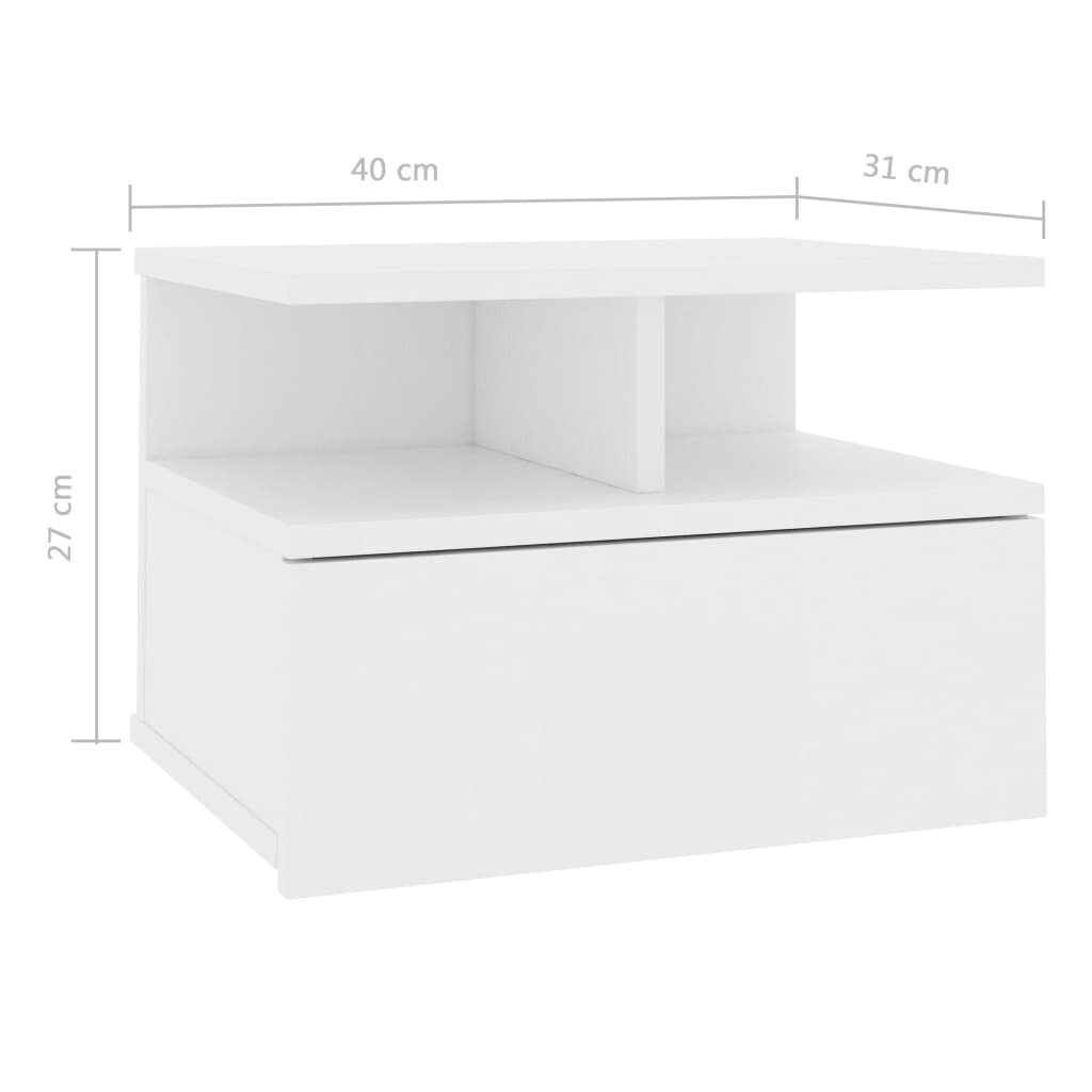 vidaXL Kelluvat yöpöydät 2 kpl valkoinen 40x31x27 cm lastulevy hinta ja tiedot | Yöpöydät | hobbyhall.fi