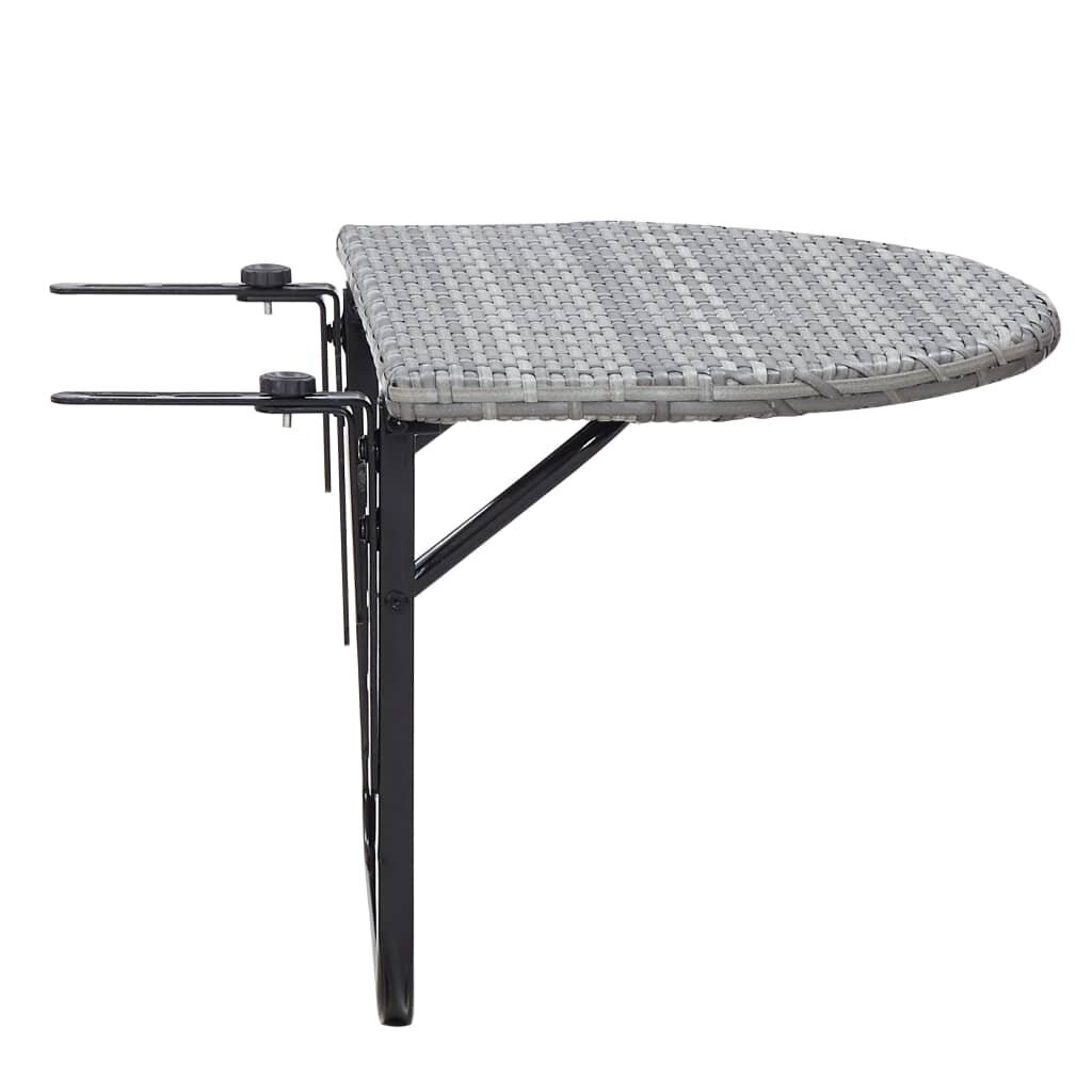 vidaXL Parvekepöytä harmaa 60x60x40 cm polyrottinki hinta ja tiedot | Puutarhapöydät | hobbyhall.fi