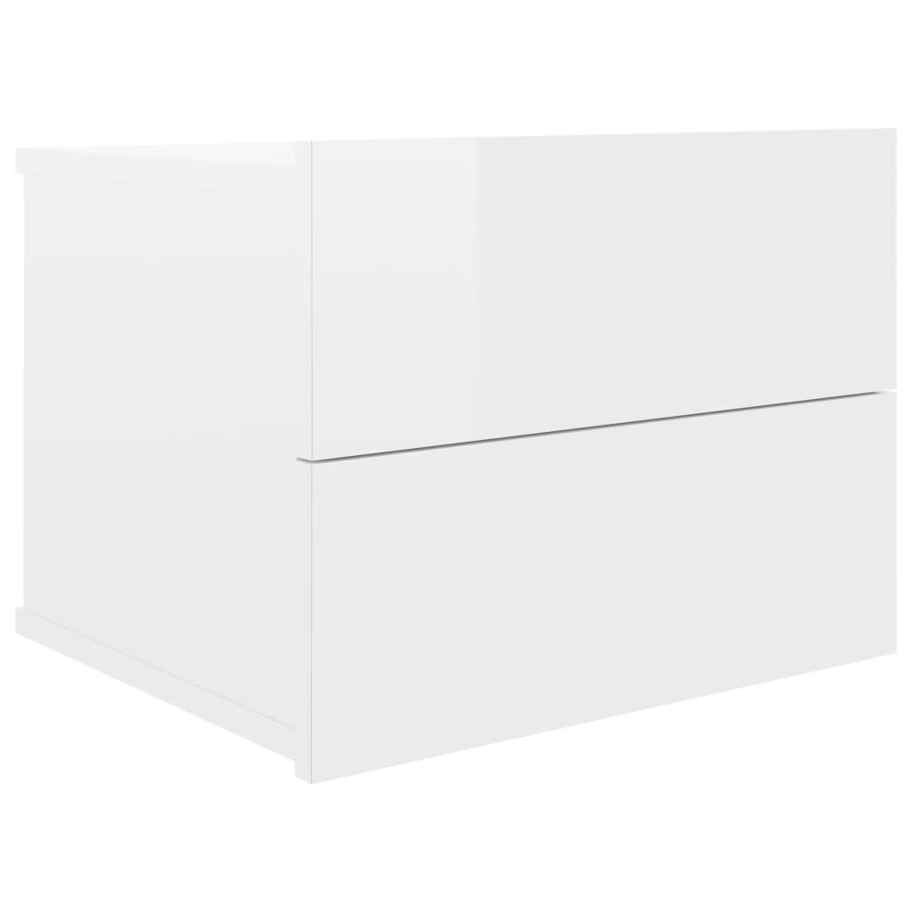 vidaXL Yöpöydät 2 kpl korkeakiilto valkoinen 40x30x30 cm lastulevy hinta ja tiedot | Yöpöydät | hobbyhall.fi