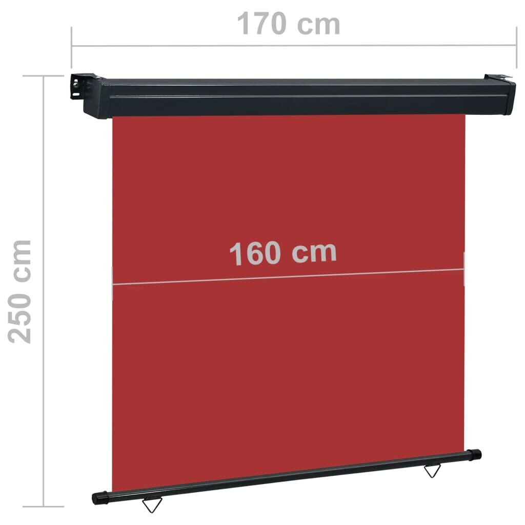 vidaXL Parvekkeen sivumarkiisi 170x250 cm punainen hinta ja tiedot | Aurinkovarjot ja markiisit | hobbyhall.fi