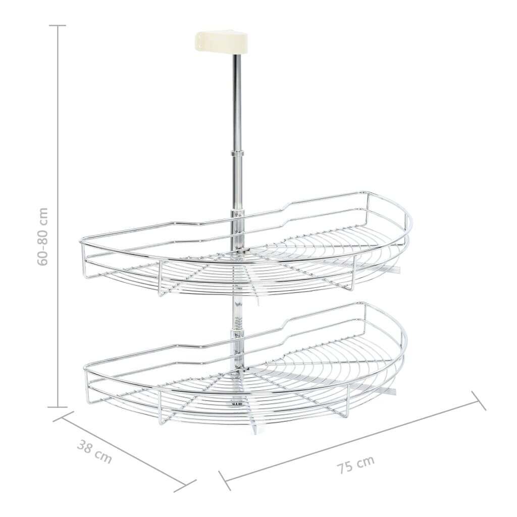 vidaXL 2-kerroksinen keittiön ritilähylly hopea 180° 75x38x80 cm hinta ja tiedot | Siivoustarvikkeet | hobbyhall.fi