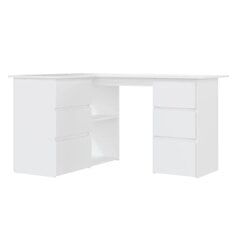 vidaXL Kulmapöytä valkoinen 145x100x76 cm lastulevy hinta ja tiedot | Tietokonepöydät ja työpöydät | hobbyhall.fi