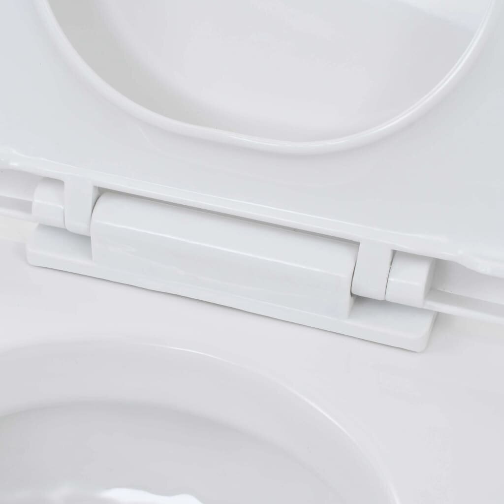 vidaXL Seinään kiinnitettävä WC ja piilotettu säiliö keramia valkoinen hinta ja tiedot | WC-istuimet | hobbyhall.fi