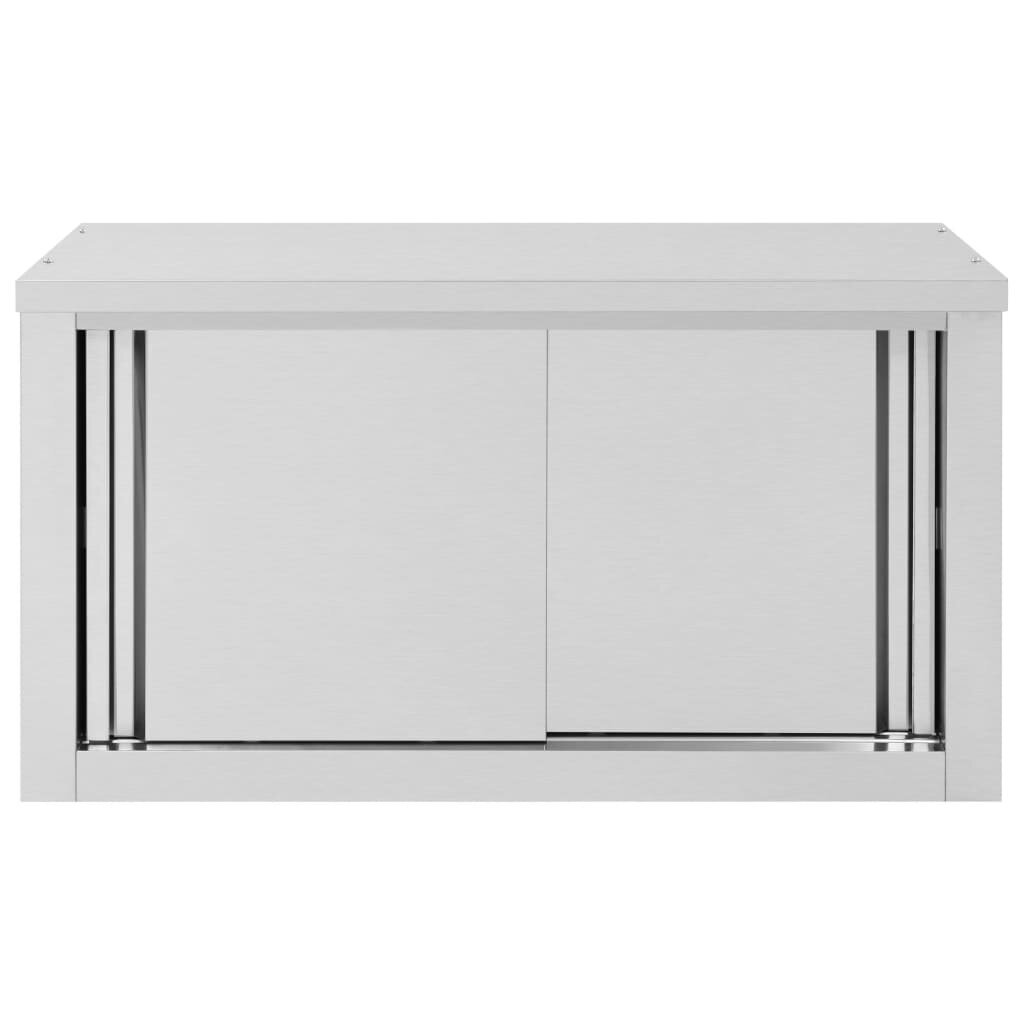 vidaXL Keittiön seinäkaappi liukuovilla 90x40x50 cm ruostumaton teräs hinta ja tiedot | Keittiön kaapit | hobbyhall.fi