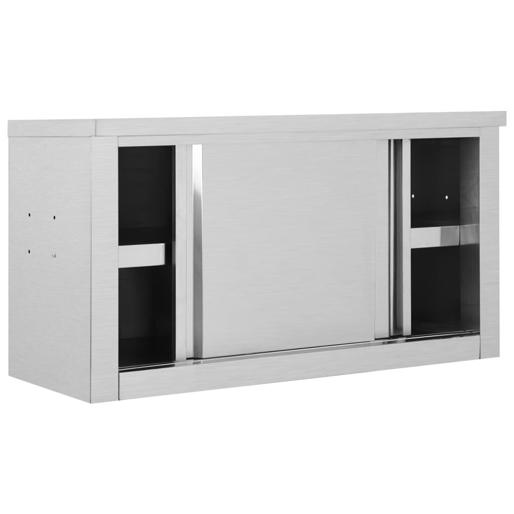 vidaXL Keittiön seinäkaappi liukuovilla 90x40x50 cm ruostumaton teräs hinta ja tiedot | Keittiön kaapit | hobbyhall.fi