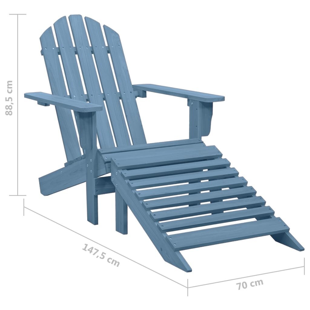 vidaXL Adirondack-puutarhatuoli rahilla täysi kuusi sininen hinta ja tiedot | Puutarhatuolit | hobbyhall.fi