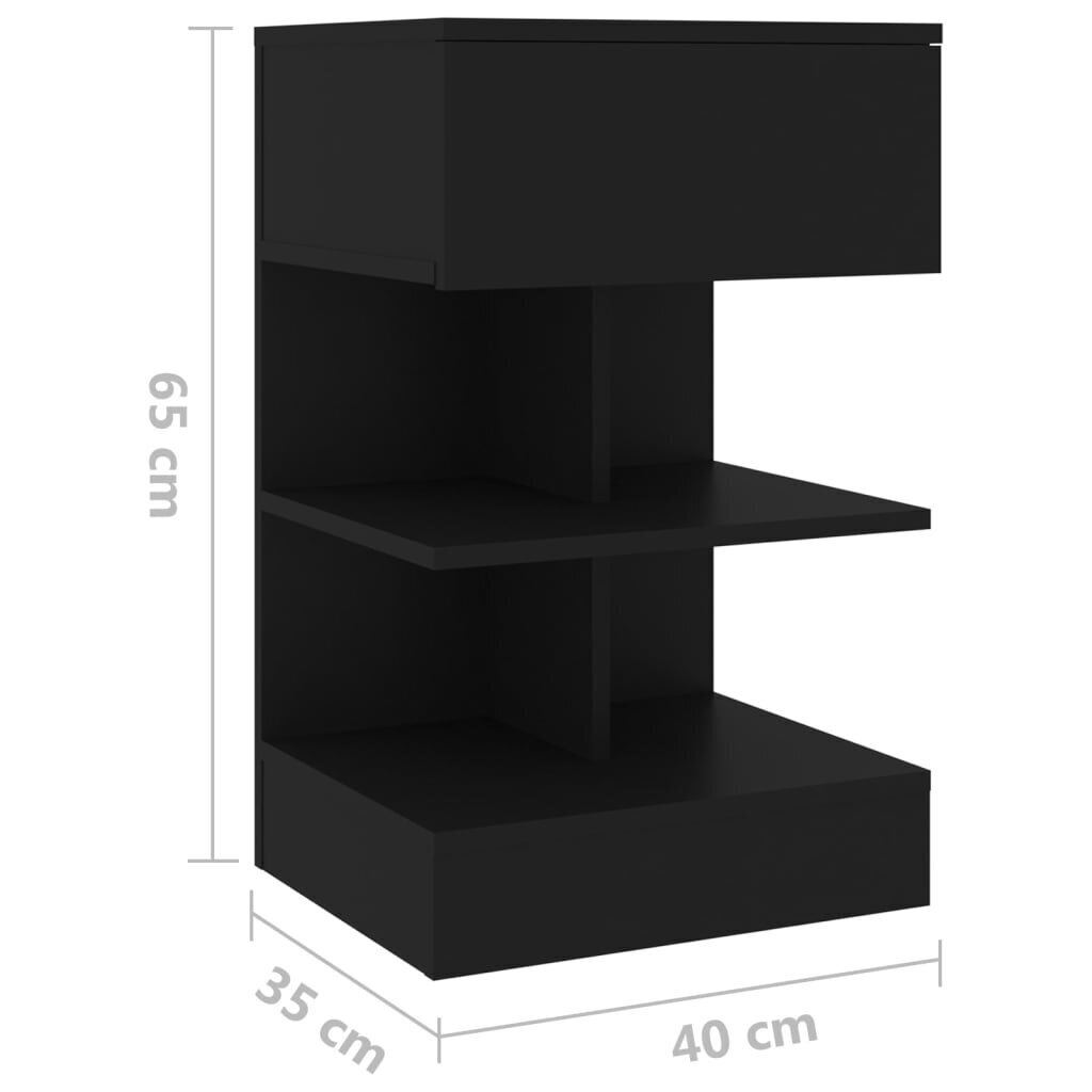 vidaXL Yöpöydät 2 kpl musta 40x35x65 cm hinta ja tiedot | Yöpöydät | hobbyhall.fi