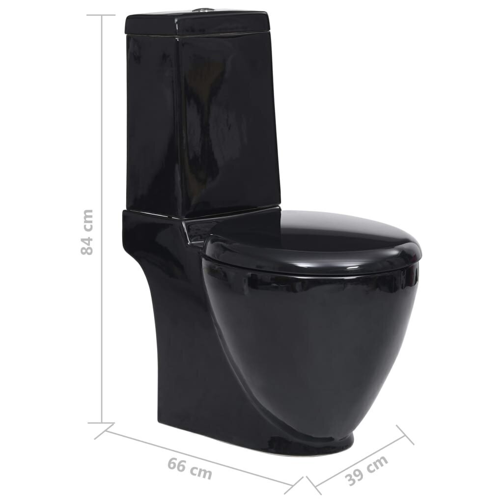 vidaXL Keraaminen WC-istuin pyöreä alapuolinen veden virtaus musta hinta ja tiedot | WC-istuimet | hobbyhall.fi