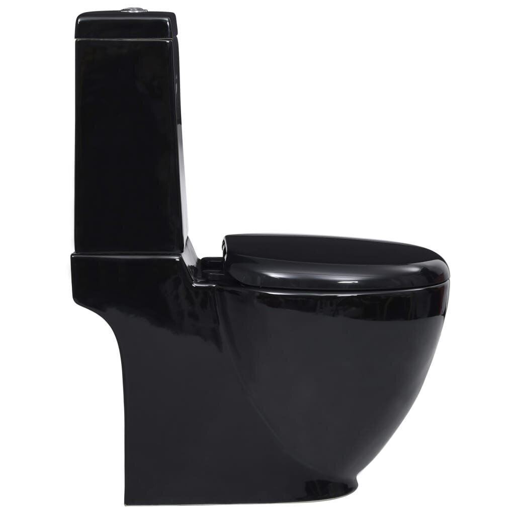 vidaXL Keraaminen WC-istuin pyöreä alapuolinen veden virtaus musta hinta ja tiedot | WC-istuimet | hobbyhall.fi