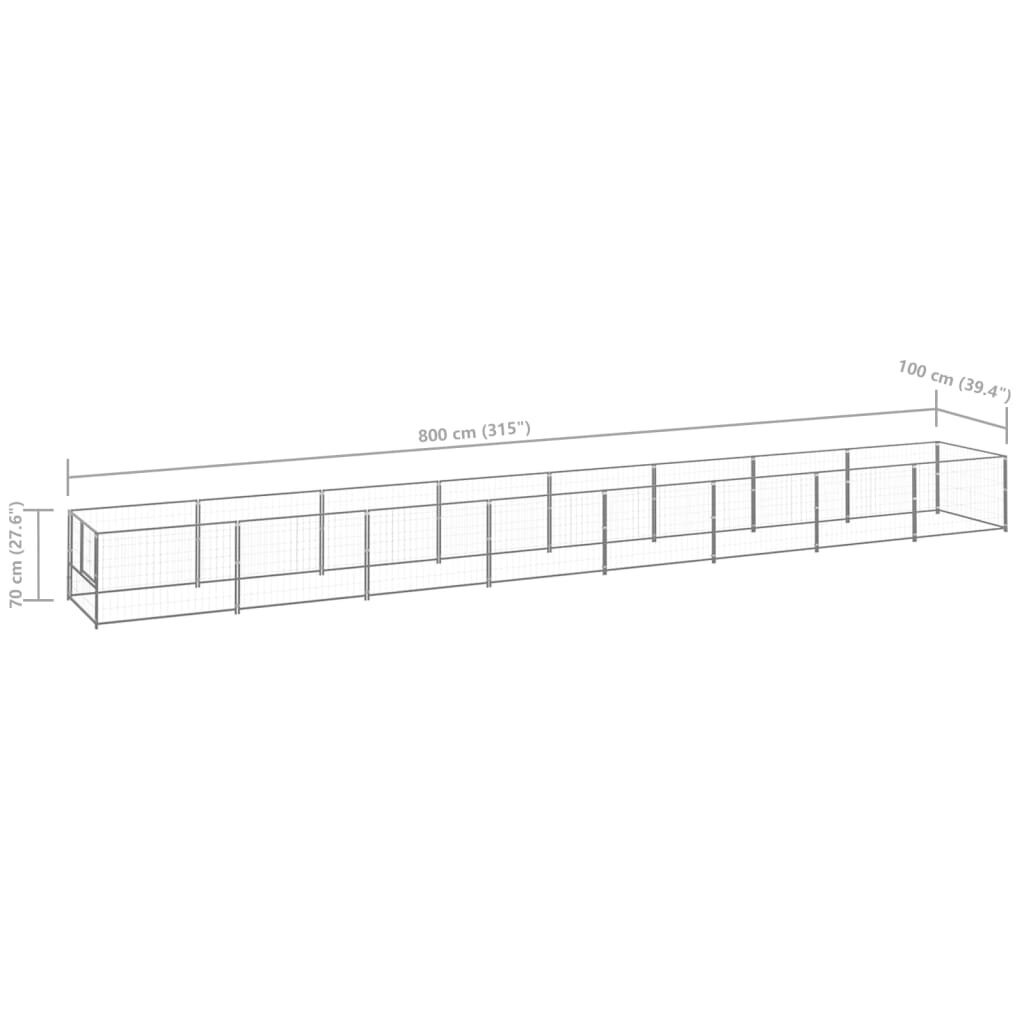 vidaXL Koiranhäkki hopea 8 m² teräs hinta ja tiedot | Pedit ja pesät | hobbyhall.fi