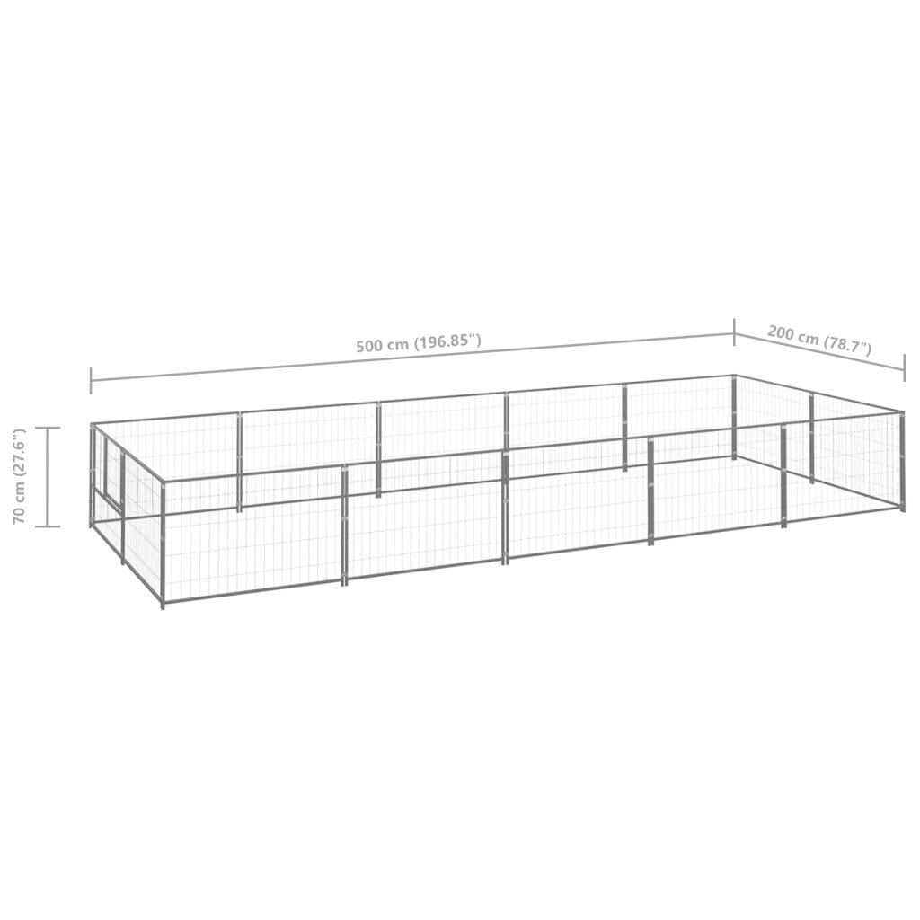 vidaXL Koiranhäkki hopea 10 m² teräs hinta ja tiedot | Pedit ja pesät | hobbyhall.fi