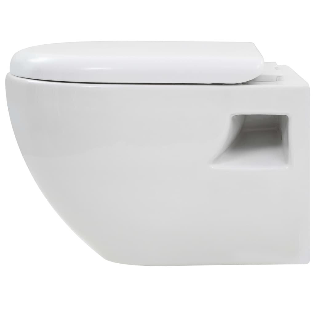 vidaXL Seinään kiinnitettävä WC piilotettu korkea säiliö keraaminen hinta ja tiedot | WC-istuimet | hobbyhall.fi