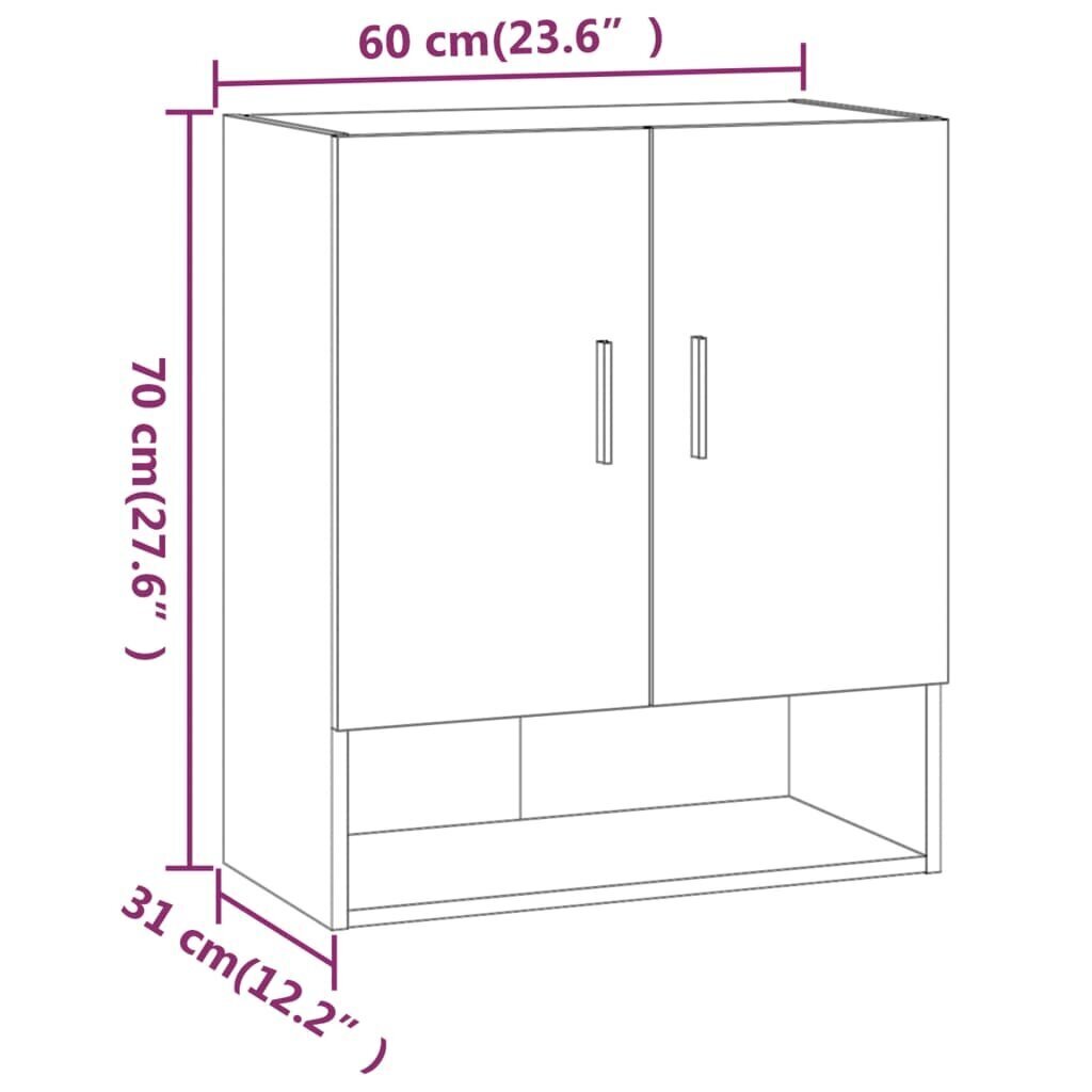 vidaXL Seinäkaappi musta 60x31x70 cm tekninen puu hinta ja tiedot | Olohuoneen kaapit ja lipastot | hobbyhall.fi