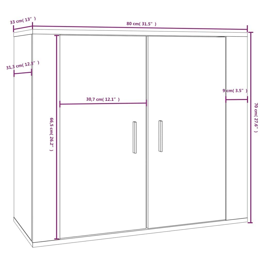 vidaXL Senkki musta 80x33x70 cm tekninen puu hinta ja tiedot | Olohuoneen kaapit ja lipastot | hobbyhall.fi