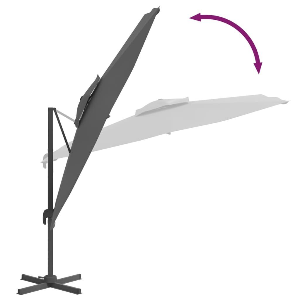 vidaXL Riippuva kaksois-aurinkovarjo antrasiitti 400x300 cm hinta ja tiedot | Aurinkovarjot ja markiisit | hobbyhall.fi