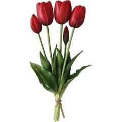 5 punaisen tulppaanin kukkakimppu, 40 cm hinta ja tiedot | Keinotekoiset kukat | hobbyhall.fi