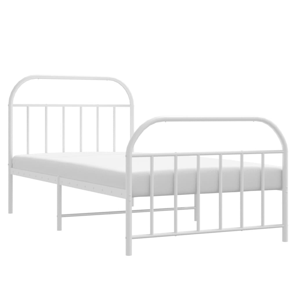vidaXL Metallinen sängynrunko päädyillä valkoinen 107x203 cm hinta ja tiedot | Sängyt | hobbyhall.fi