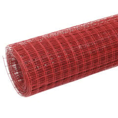 vidaXL Kanaverkko teräs PVC pinnoitteella 10x0,5 m punainen hinta ja tiedot | Aidat ja tarvikkeet | hobbyhall.fi