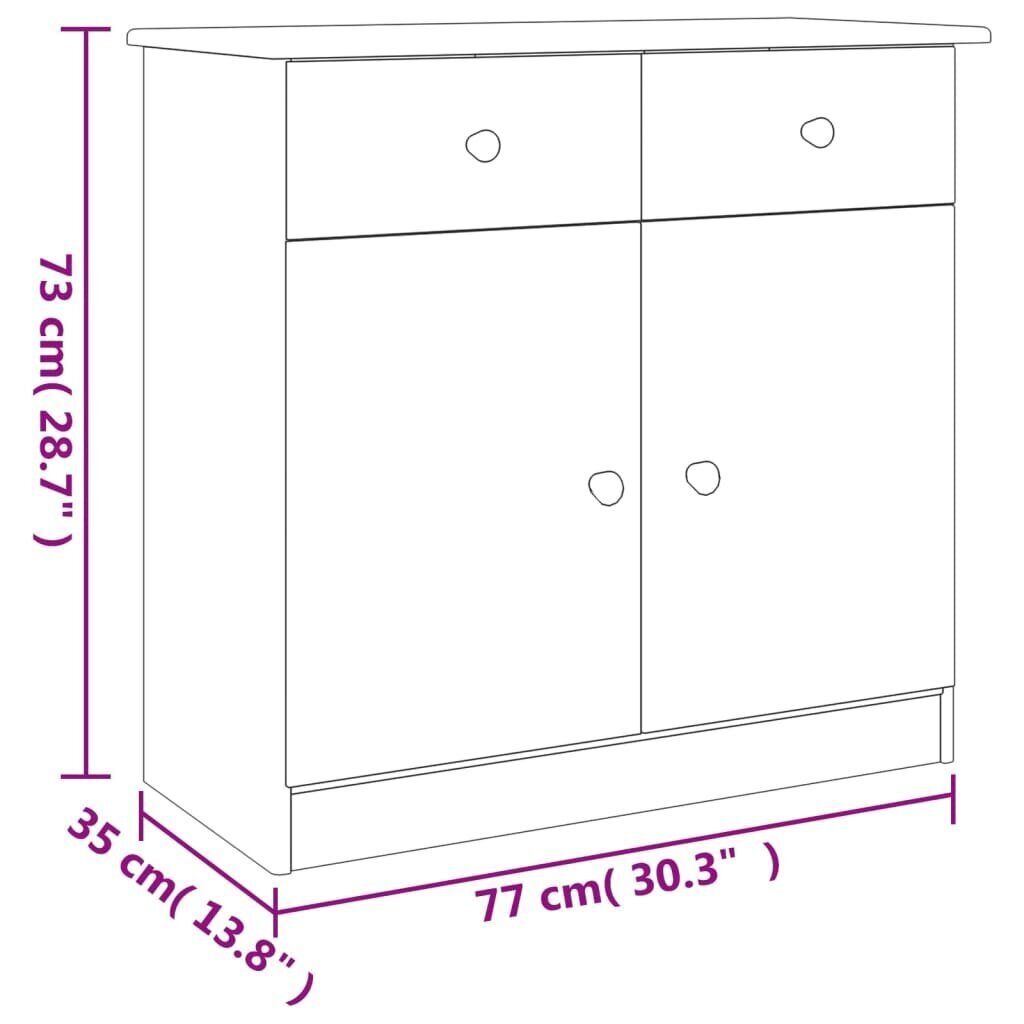 vidaXL Senkki ALTA 77x35x73 cm täysi mänty hinta ja tiedot | Olohuoneen kaapit ja lipastot | hobbyhall.fi