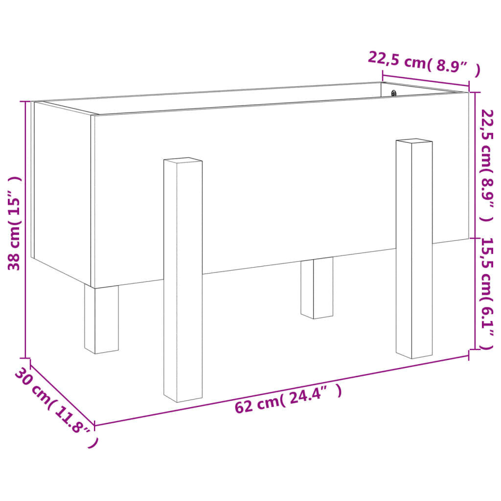 vidaXL Puutarhan kukkalaatikko valkoinen 62x30x38 cm täysi mänty hinta ja tiedot | Kukkalaatikot | hobbyhall.fi