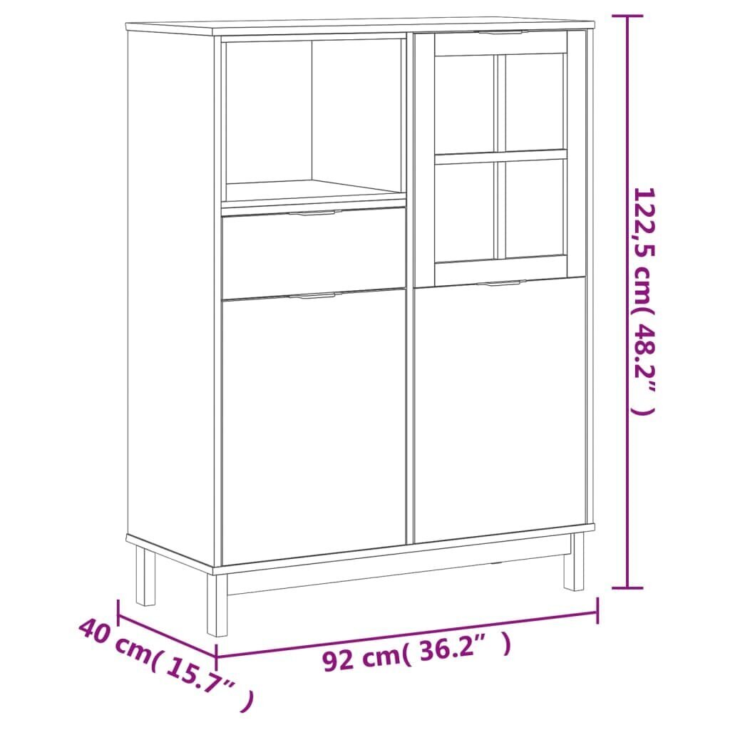 vidaXL Kaappi lasiovella FLAM 92x40x122,5 cm täysi mänty hinta ja tiedot | Lipastot | hobbyhall.fi