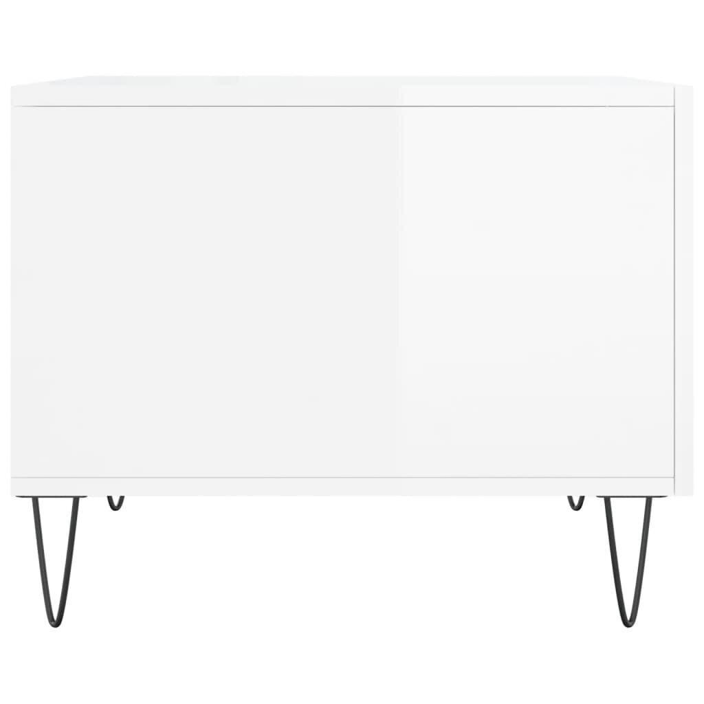 vidaXL Sohvapöydät 2 kpl korkeakiilto valk. 50x50x40 cm tekninen puu hinta ja tiedot | Sohvapöydät | hobbyhall.fi