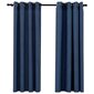 vidaXL Pellavamaiset pimennysverhot renkailla 2 kpl sininen 140x175 cm hinta ja tiedot | Verhot | hobbyhall.fi