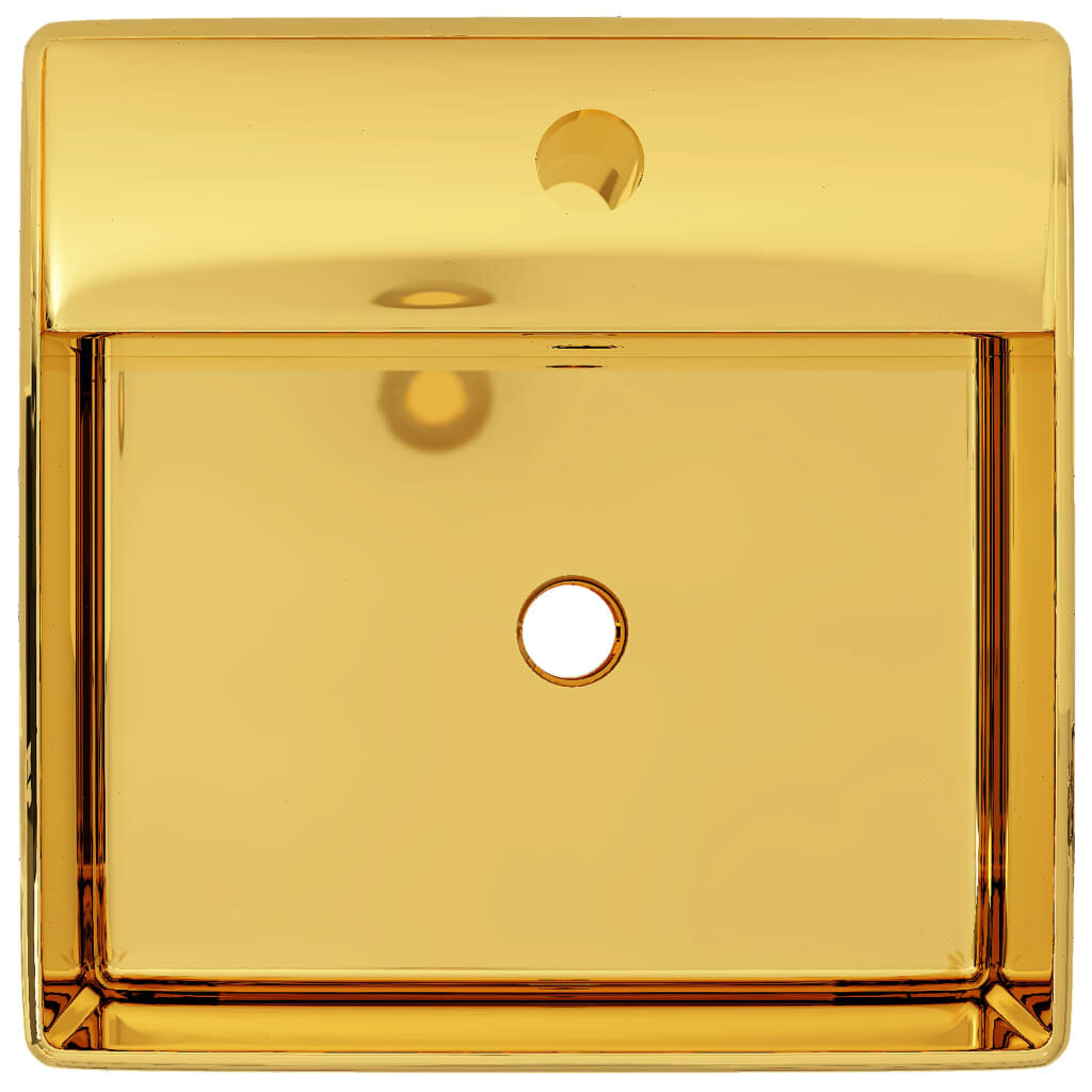 vidaXL Pesuallas ylivuodolla 41x41x15 cm keraaminen kulta hinta ja tiedot | Pesualtaat | hobbyhall.fi
