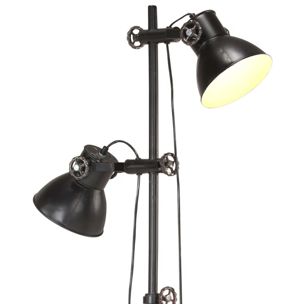 vidaXL Lattiavalaisin 2 lampunvarjostimella musta E27 valurauta hinta ja tiedot | Lattiavalaisimet | hobbyhall.fi