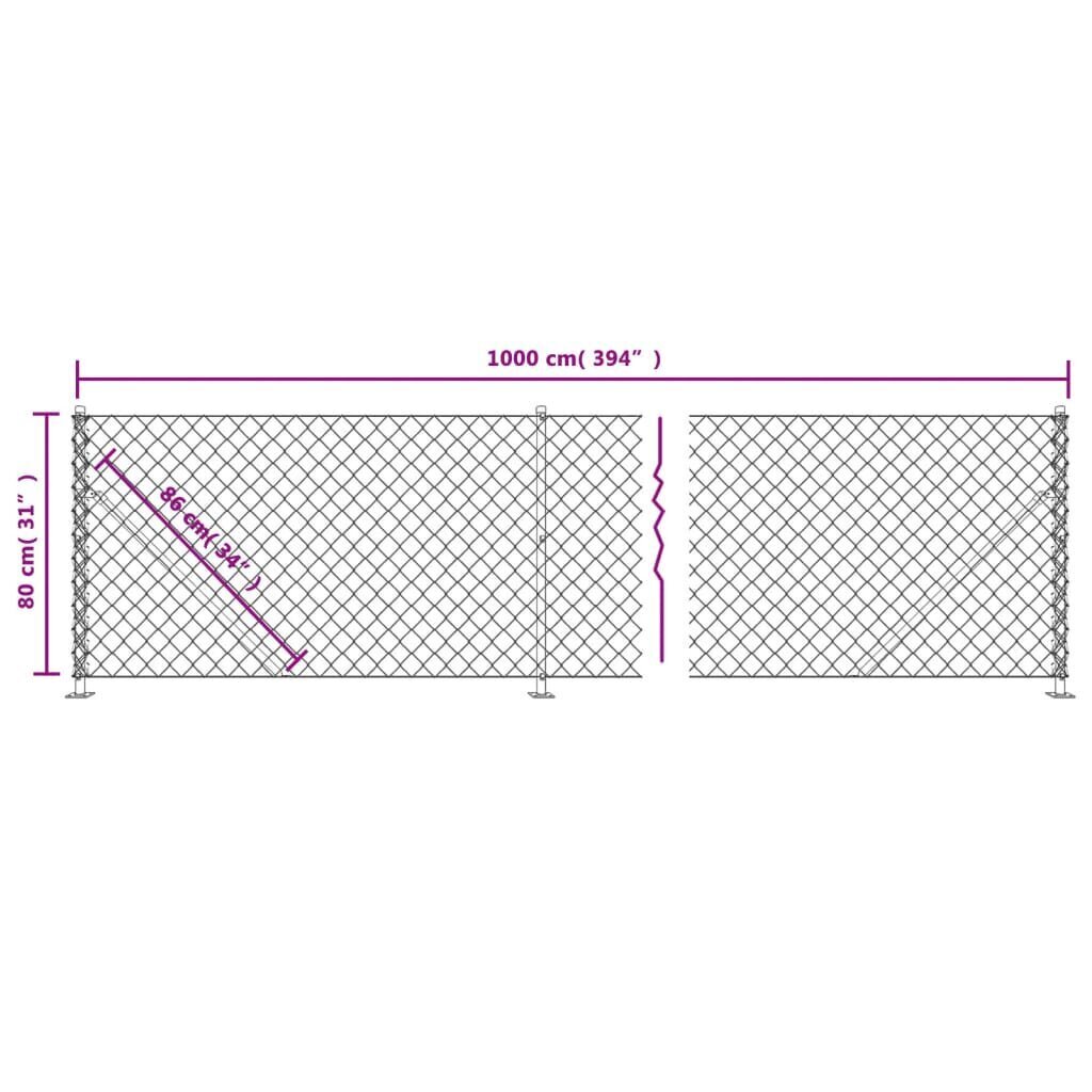 vidaXL Verkkoaita laipalla antrasiitti 0,8x10 m hinta ja tiedot | Aidat ja tarvikkeet | hobbyhall.fi