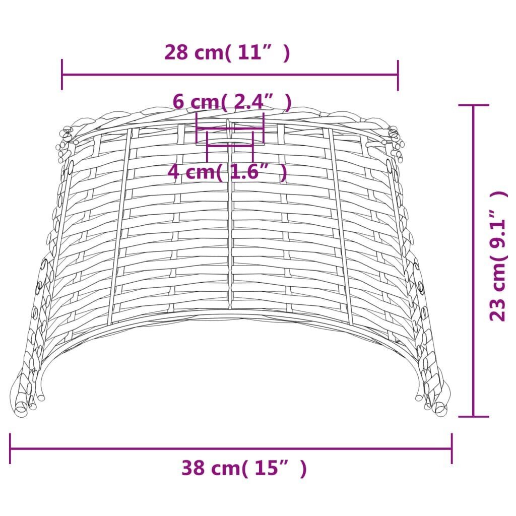 vidaXL Lampunvarjostin ruskea Ø38x23 cm paju hinta ja tiedot | Muut huonekalutarvikkeet | hobbyhall.fi