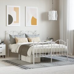 vidaXL Metallinen sängynrunko päädyillä valkoinen 120x190 cm hinta ja tiedot | Sängyt | hobbyhall.fi
