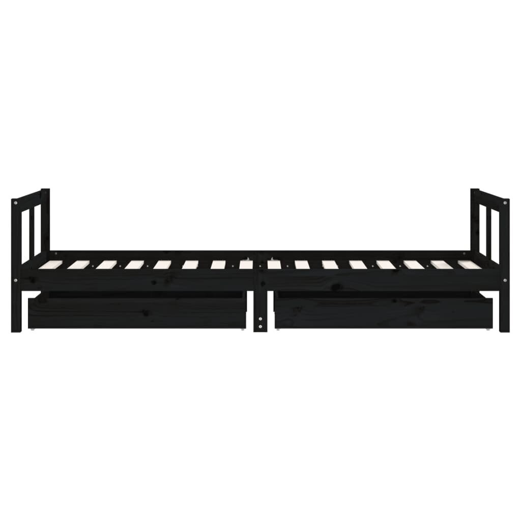 vidaXL Lasten sängynrunko laatikoilla musta 80x200 cm täysi mänty hinta ja tiedot | Lastensängyt | hobbyhall.fi