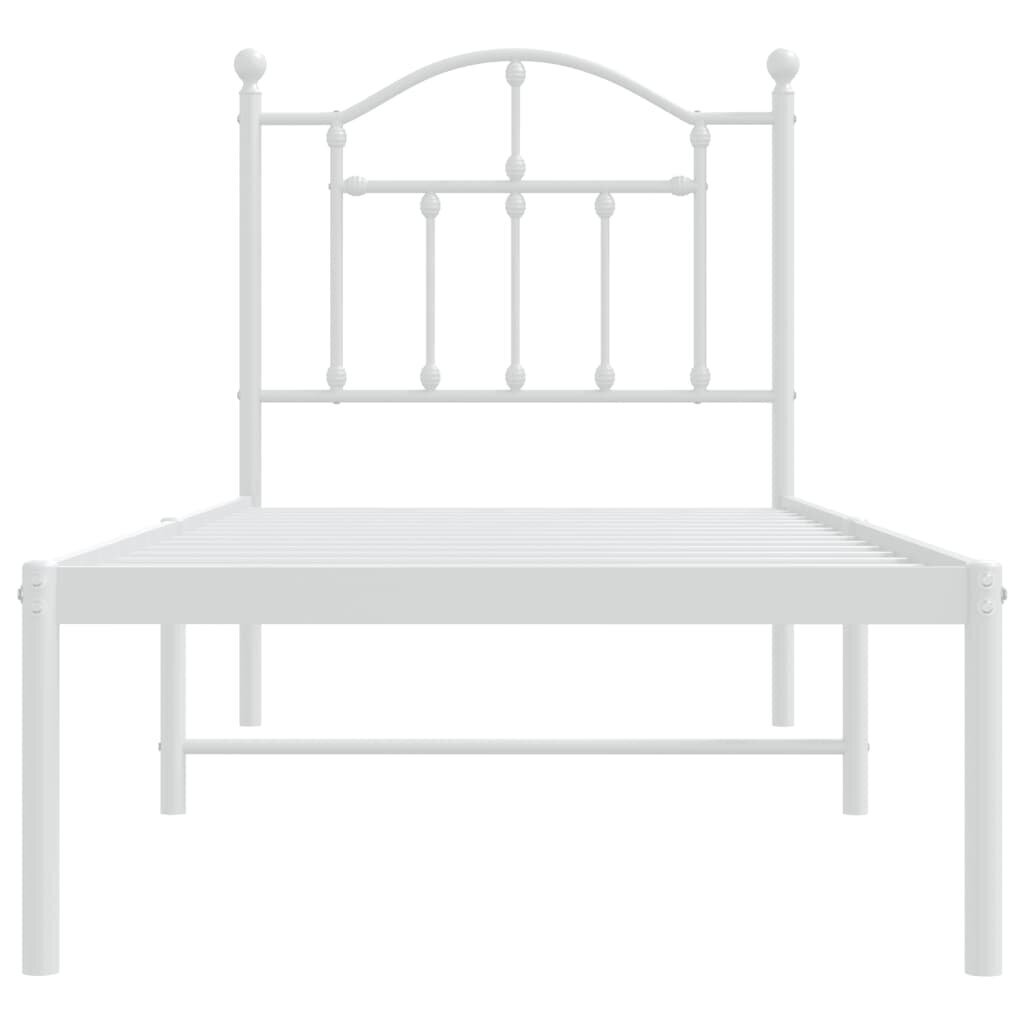vidaXL Metallinen sängynrunko päädyllä valkoinen 75x190 cm hinta ja tiedot | Sängyt | hobbyhall.fi