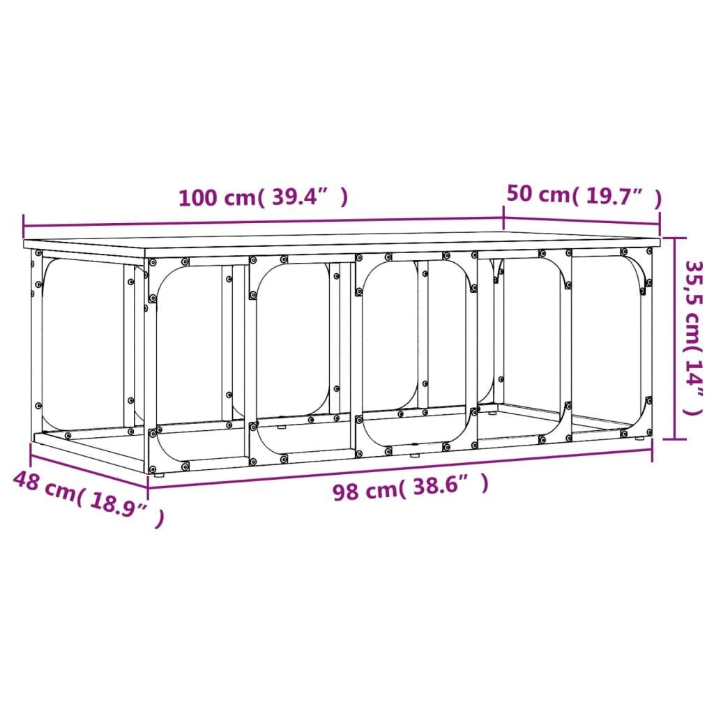 vidaXL Sohvapöytä Sonoma-tammi 100x50x35,5 cm tekninen puu hinta ja tiedot | Sohvapöydät | hobbyhall.fi